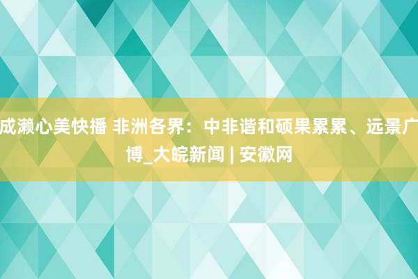 成濑心美快播 非洲各界：中非谐和硕果累累、远景广博_大皖新闻 | 安徽网