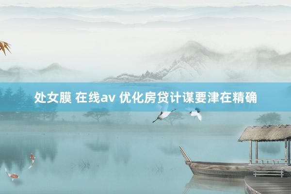 处女膜 在线av 优化房贷计谋要津在精确