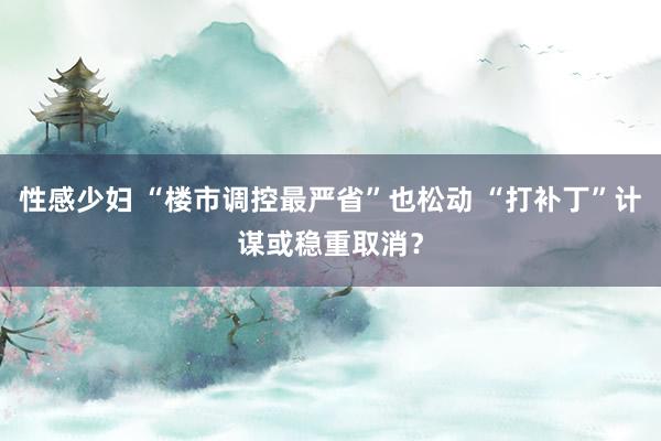 性感少妇 “楼市调控最严省”也松动 “打补丁”计谋或稳重取消？