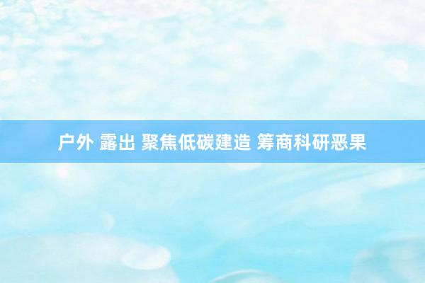 户外 露出 聚焦低碳建造 筹商科研恶果