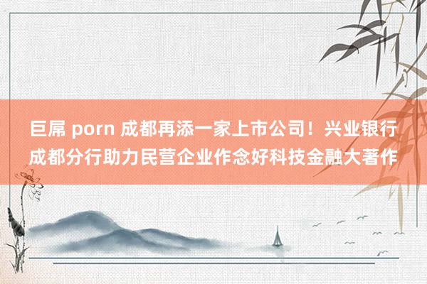 巨屌 porn 成都再添一家上市公司！兴业银行成都分行助力民营企业作念好科技金融大著作