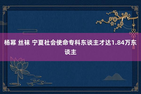 杨幂 丝袜 宁夏社会使命专科东谈主才达1.84万东谈主