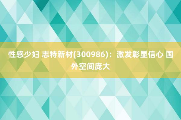 性感少妇 志特新材(300986)：激发彰显信心 国外空间庞大