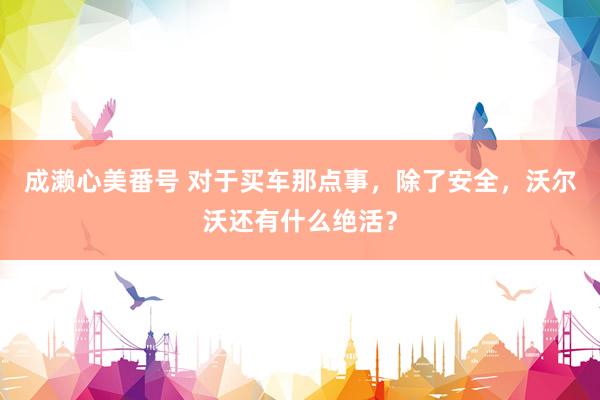 成濑心美番号 对于买车那点事，除了安全，沃尔沃还有什么绝活？