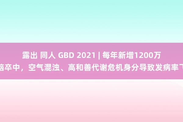 露出 同人 GBD 2021 | 每年新增1200万例脑卒中，空气混浊、高和善代谢危机身分导致发病率飞腾