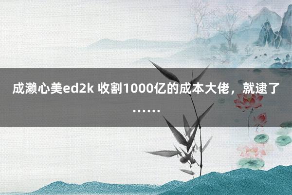 成濑心美ed2k 收割1000亿的成本大佬，就逮了……