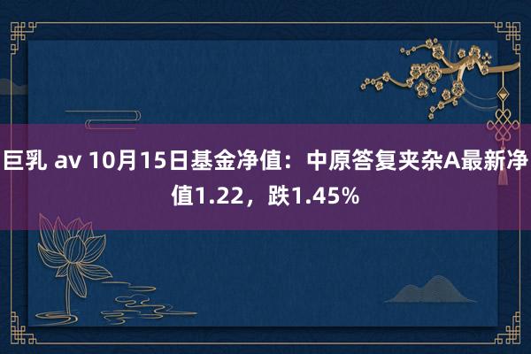 巨乳 av 10月15日基金净值：中原答复夹杂A最新净值1.22，跌1.45%