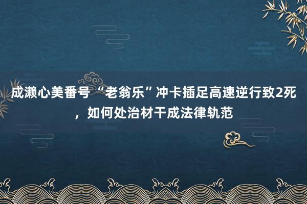 成濑心美番号 “老翁乐”冲卡插足高速逆行致2死，如何处治材干成法律轨范