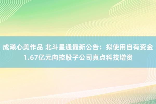 成濑心美作品 北斗星通最新公告：拟使用自有资金1.67亿元向控股子公司真点科技增资