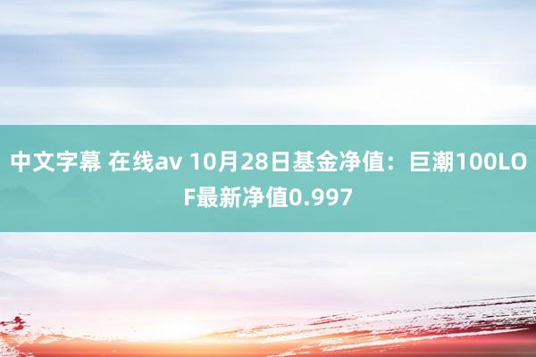 中文字幕 在线av 10月28日基金净值：巨潮100LOF最新净值0.997