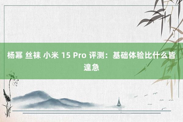 杨幂 丝袜 小米 15 Pro 评测：基础体验比什么皆遑急