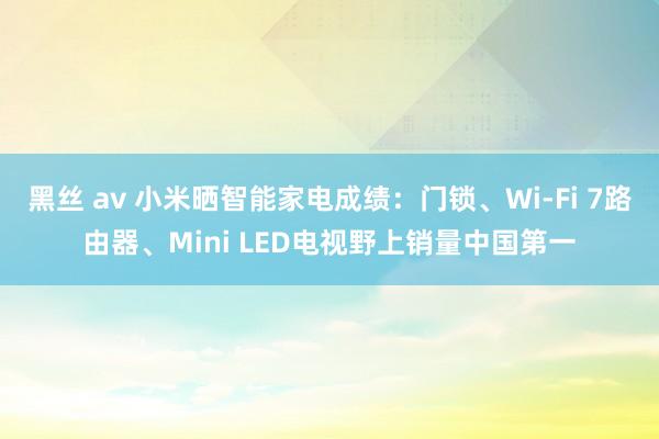 黑丝 av 小米晒智能家电成绩：门锁、Wi-Fi 7路由器、Mini LED电视野上销量中国第一