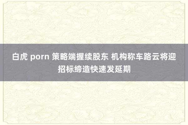 白虎 porn 策略端握续股东 机构称车路云将迎招标缔造快速发延期