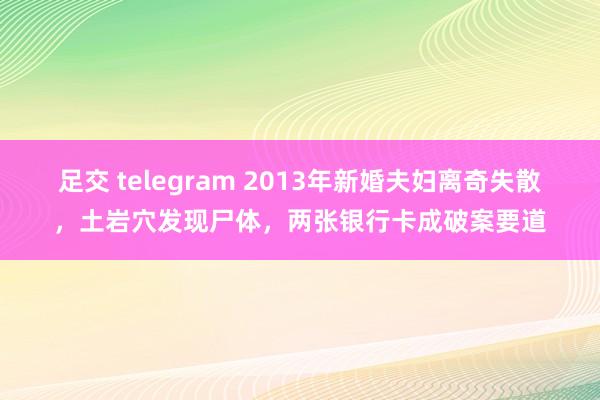 足交 telegram 2013年新婚夫妇离奇失散，土岩穴发现尸体，两张银行卡成破案要道