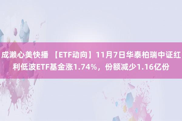 成濑心美快播 【ETF动向】11月7日华泰柏瑞中证红利低波ETF基金涨1.74%