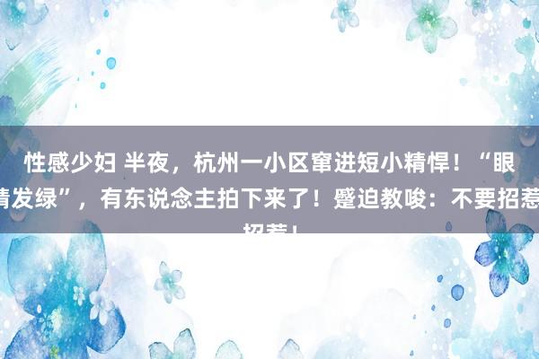 性感少妇 半夜，杭州一小区窜进短小精悍！“眼睛发绿”，有东说念主拍下来了！蹙迫教唆：不要招惹！