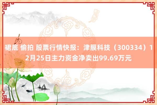 裙底 偷拍 股票行情快报：津膜科技（300334）12月25日主力资金净卖出99