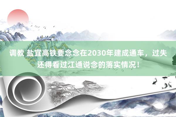 调教 盐宜高铁要念念在2030年建成通车，过失还得看过江通说念的落实情况！