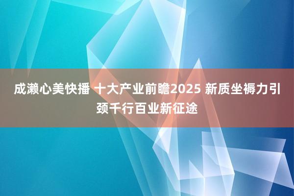 成濑心美快播 十大产业前瞻2025 新质坐褥力引颈千行百业新征途