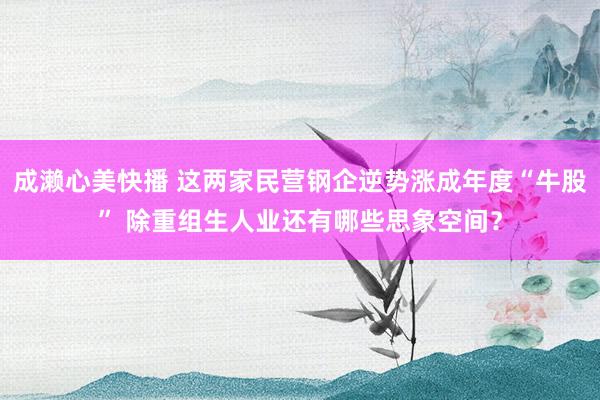 成濑心美快播 这两家民营钢企逆势涨成年度“牛股” 除重组生人业还有哪些思象空间？