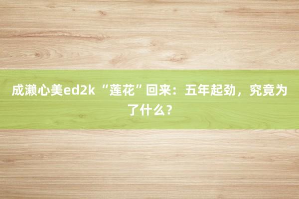 成濑心美ed2k “莲花”回来：五年起劲，究竟为了什么？